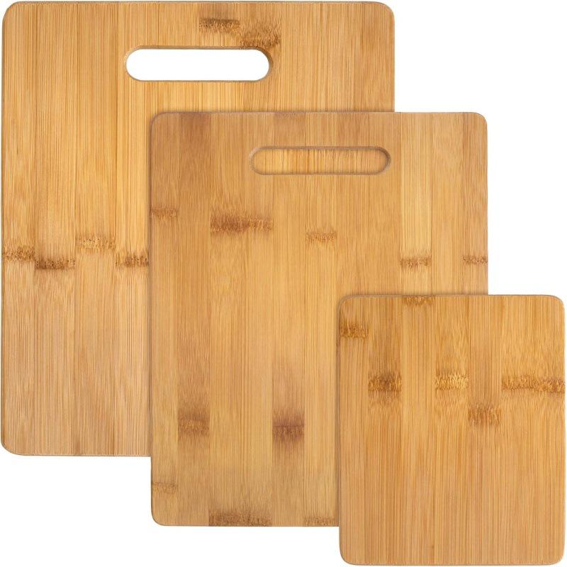 Three-Piece Bamboo Double-Sided Cutting Board Set - Customizable Engraving Thick Bamboo Cutting Board Set of Three
