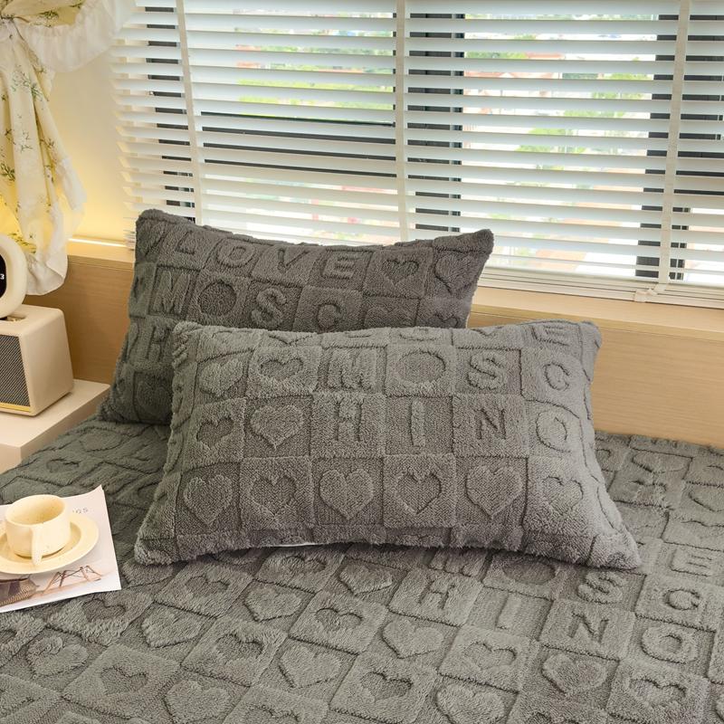 3pcs Set Velvet Bed Sheet Set (1PC Fitted Sheet and 2PCS Pillowcase) Winter Warm Mattress Cover Bed Cover 90/140/160/180/200x200