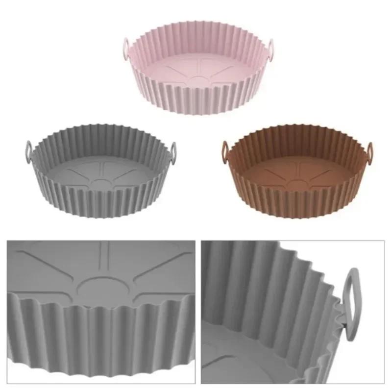 Air Fryer Silicone Basket Reusable Container Accessories Oven Tray Pizza Fried Chicken Baking Mold Protector Kitchen Tool