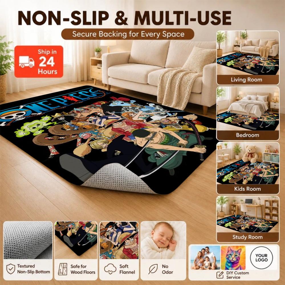 Straw Hat Pirates' Adventure Rectangular Rug Soft Nonslip Carpet For Living Room Play Area Hallway Home Decor Memorial Gift