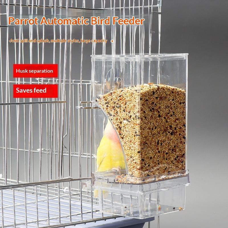 No Mess Automatic Bird Feeder Transparent Food Container Cage Parrot Feeder Accessories For Small Birds Parrot