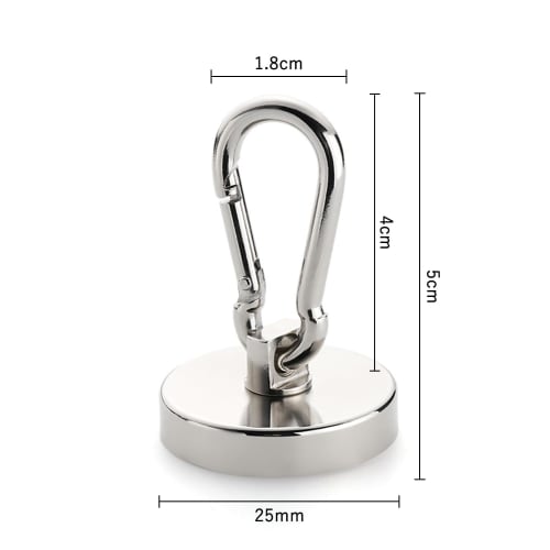 Harukita Magnetic Hooks, Carabiner, Mountaineering Hook Magnet, Metal Neodymium Magnet, Kitchen, Outdoor, Camping, Wall Mounting, 25mm Diameter, Silve