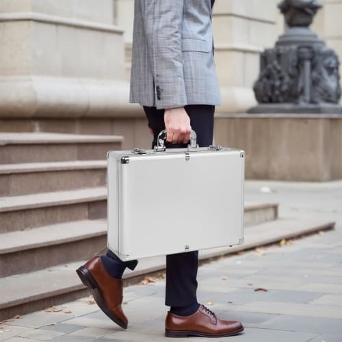 TORIBIO Aluminum Tool Case with Block Cushion, Protective Tool Case, DIY Attache Case with Lock, Aluminum Case, Dedicated Storage Case for Precision I