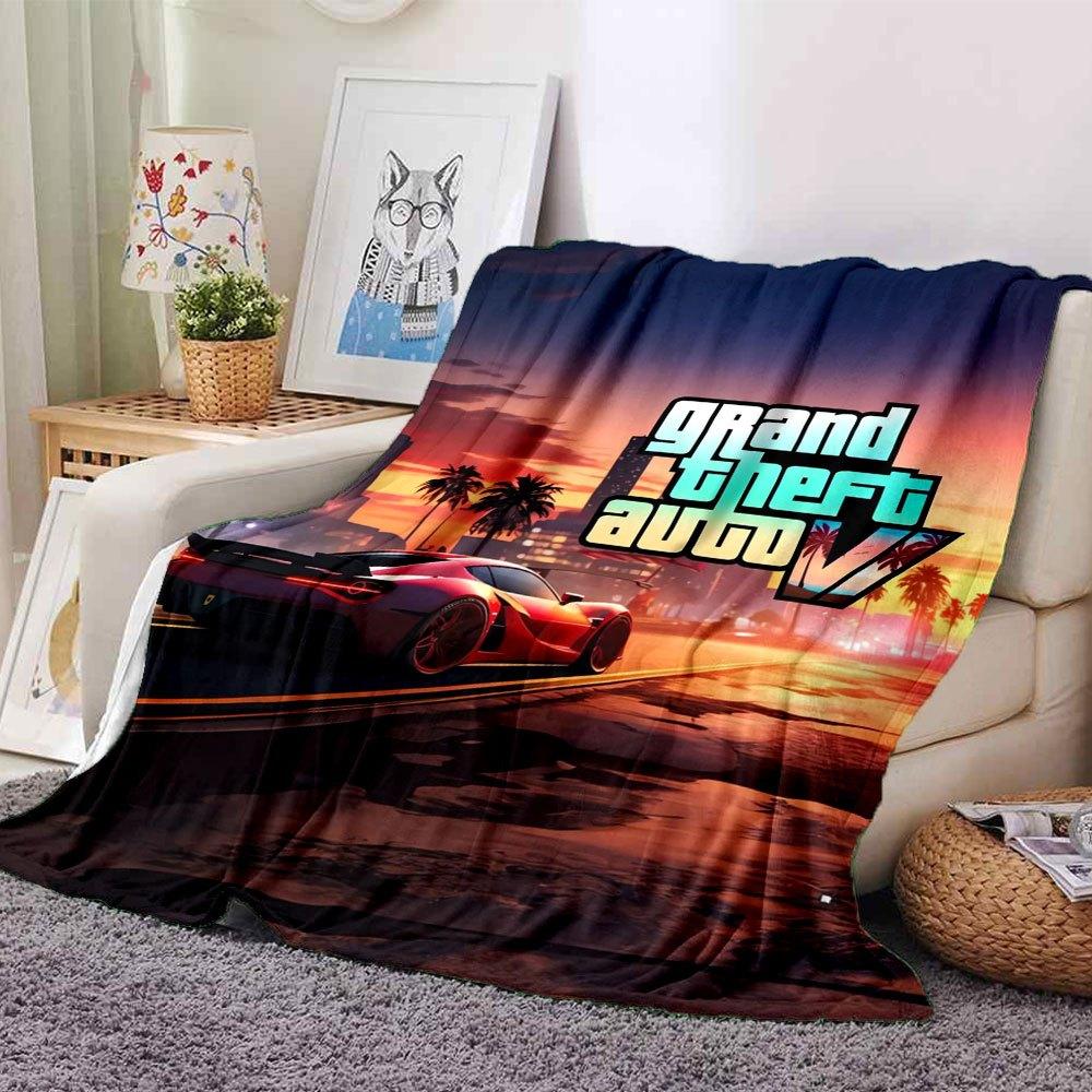 1pc Grand Theft Auto Soft Flannel Blanket with Designer Print A Cozy Blanket for All Seasons, Perfect for the Couch, Bed, Office