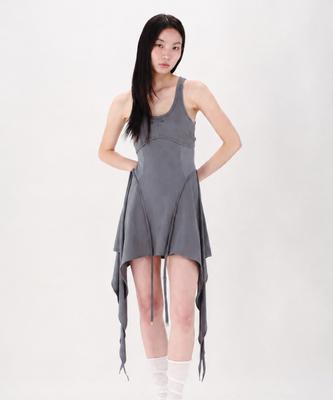 Nogtabeu Layered Sleeveless Mini Dress Grey