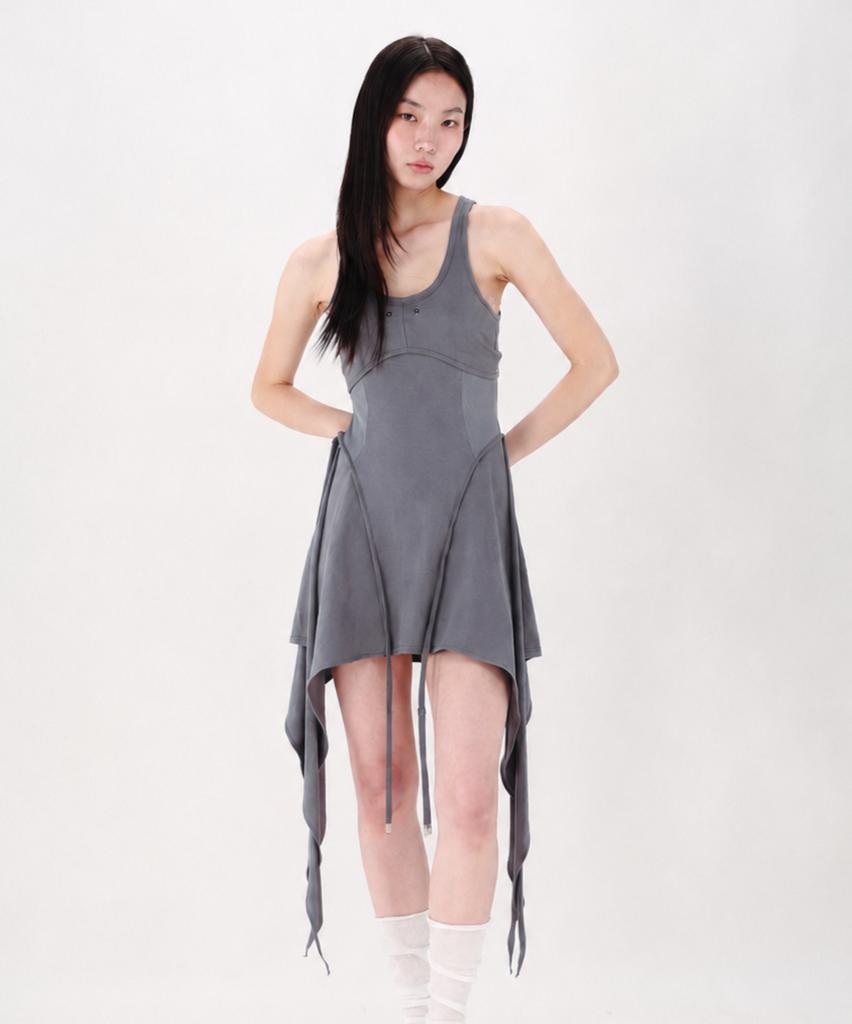 Nogtabeu Layered Sleeveless Mini Dress Grey