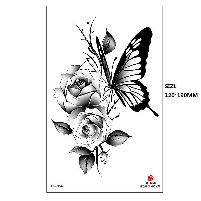 Black Butterfly Owl Sunflower Set Water Transfer Simulation Temporary Tattoo Sticker