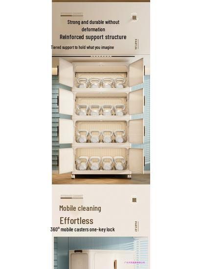 European Style Folding Storage Cabinet for Clothes, Bags, Snacks, and Drinks - No Installation Required