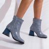 Krazing Pot Polyurethan Herbst Winter Schuhe 47 Größe 48 Chelsea Boots Stein Metallknopf Quadratische Zehe Reißverschluss Warm halten Stiefeletten