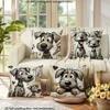 1/4pcs Cute Dog-Patterned Pillowcases with 2D Flat Printing Sofa Cushion Cover Home Bedroom Room Decoration