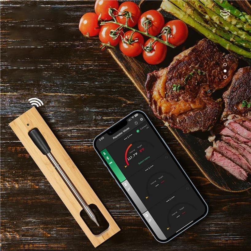 Termometro per Carne e Cibo Wireless per Forno, Griglia, BBQ, Affumicatore, Cucina, Intelligente, Digitale, Bluetooth, Termometro per Barbecue, Indicatore di Temperatura