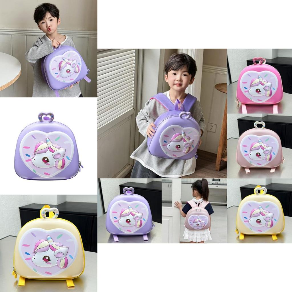 Cartoon Kids Backpack With 3d Egg Shell Unicorn Pattern For School And Kindergarten