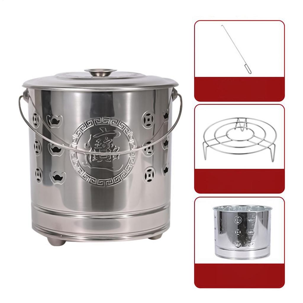 Burn Barrels For Outside Paper Burner Portable Stainless Cage With Lid Fire Hook And Liner Safe For Patio Garden Balcony Deck
