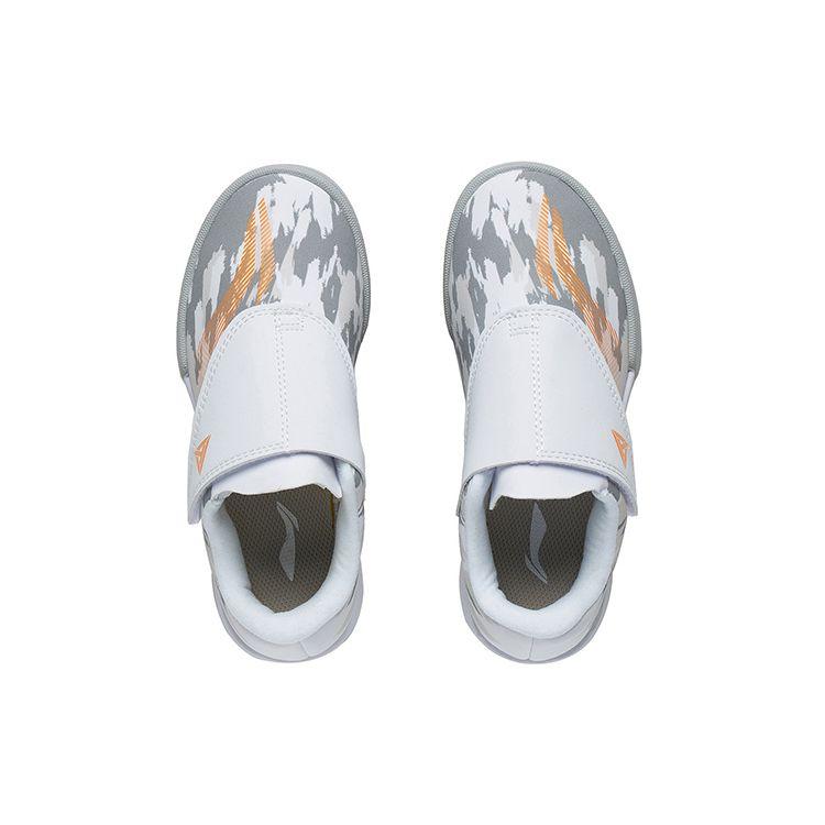 Li Ning Kids Synthetic Leather Color Block Comfortable Lightweight Breathable Low Top Soccer Shoes Kids sneaker Gray White ASTT008-3