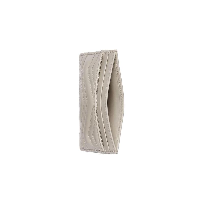 Gucci GG Marmont distressed gold logo leather card holder women's light beige