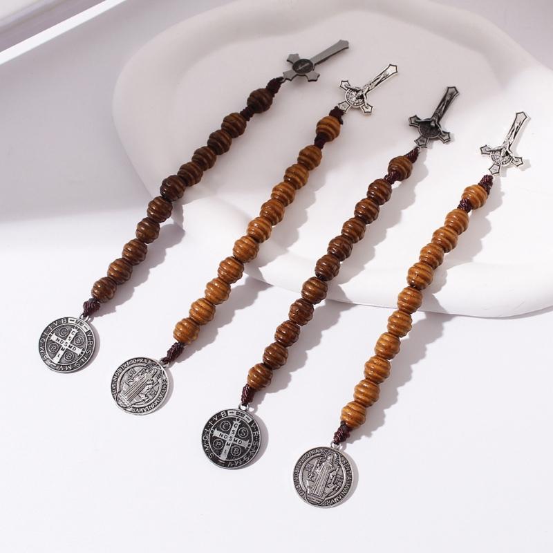 Benedict Medals Crucifix Rosary Comfortable Handling Portable Size Religious Wrist Accessories for Spiritual Devotion