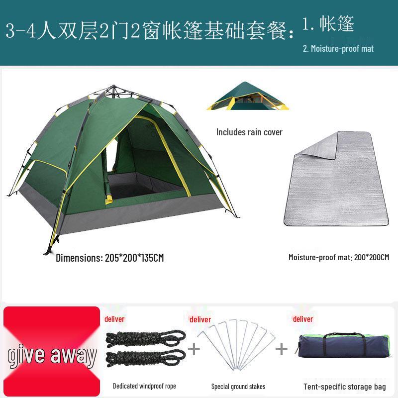 Double Person Automatic Tent: Thickened, Rainproof & Sun-Protective for Outdoor, Wild Camping or Beach Use