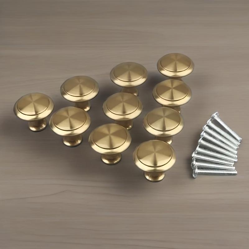 8pcs Golden Simple Cabinet Drawer Single Hole Pull Handle, Cabinet Wardrobe Door Round Furniture Small Handle