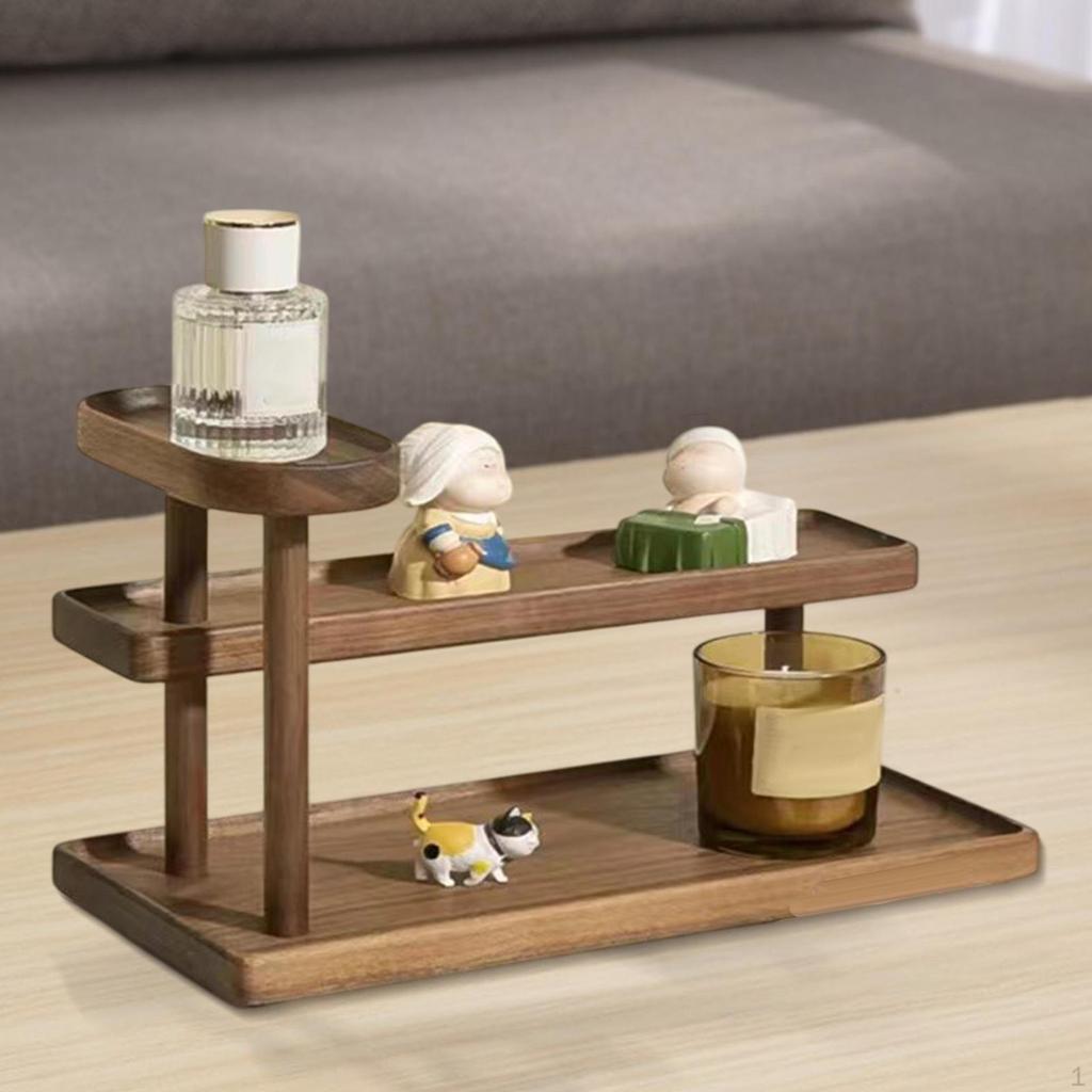 Desk Shelf Organizer 3 Tier Minimalist Small Potted Plant Stand Wooden Pedestal Display Rack