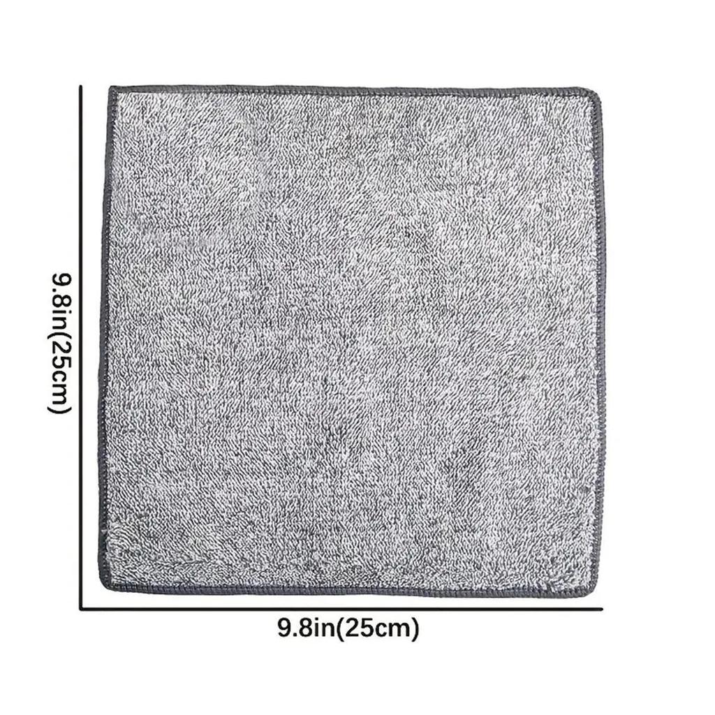 Bamboo Charcoal Dish Cloth: Thick, Oil-Free, Lint-Free, Water-Absorbent Kitchen Towel & Scouring Pad.