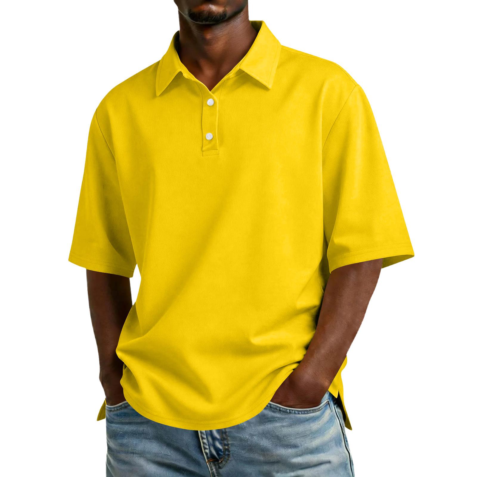

Men s Casual Collared Button-Down Lightweight Breathable Short-Sleeve Shirt XL жовтий