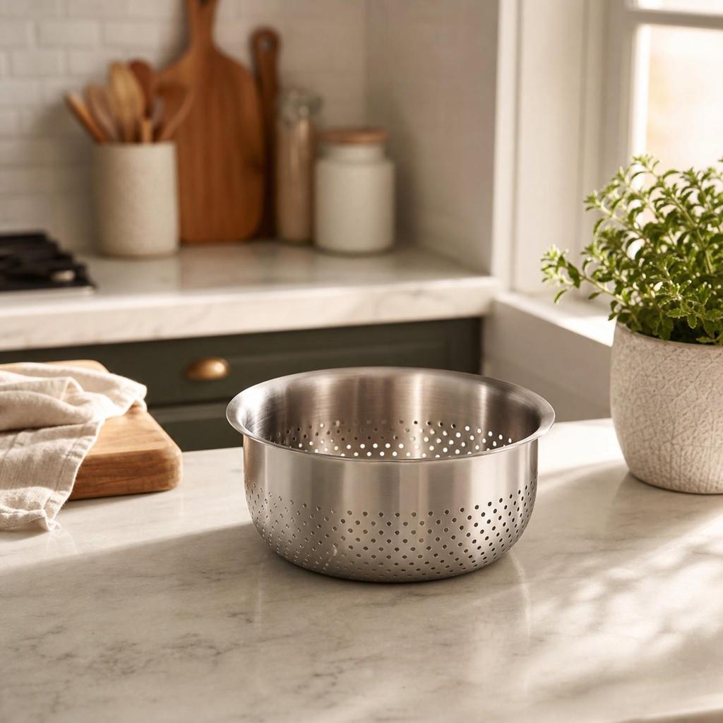 2 Pieces Stainless Steel Colander with Solid Bowl Nested Kitchenware Practical