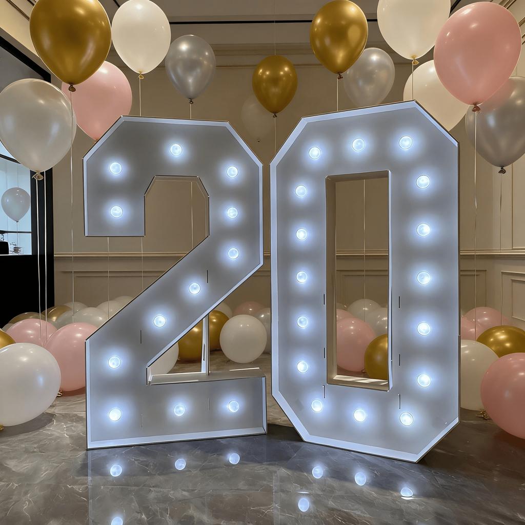 1 Pezzo 120cm Grande Pannello Numeri Luminosi 3D, Cornice in Carta 0-9 con Base, Segno Numerico LED per Festa di Compleanno Anniversario Traguardo Decorazione Laurea Prom 2026