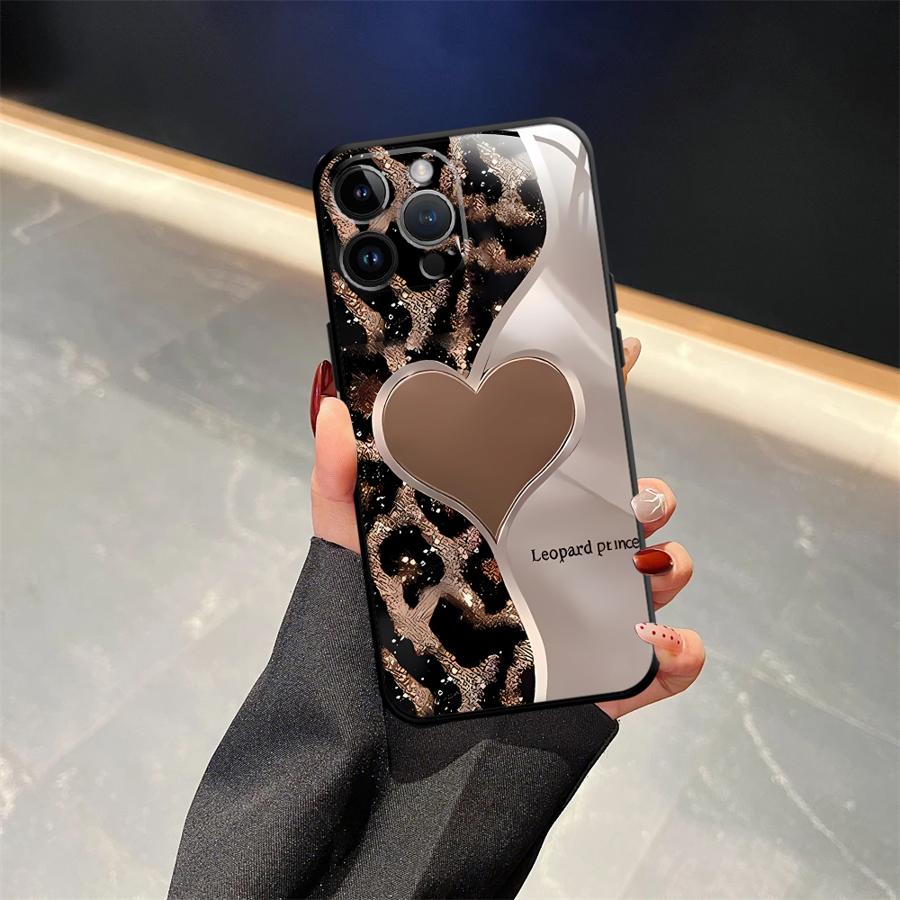Case for iPhone XR 7 8 17Air 15 16 14 Plus 13 12 11 17 Pro Max XS Max Black Soft Phone Cover Cartoon Leopard Print Pattern