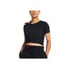 Under Armour Solid Knot Round Neck Short Sleeve T-Shirt Women Tops Black 1383647-001