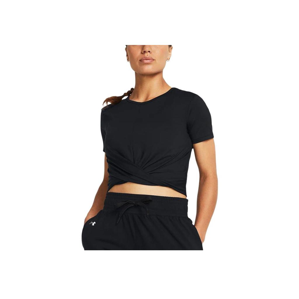 Under Armour Solid Knot Round Neck Short Sleeve T-Shirt Women tops Black 1383647-001
