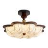 Chinese Song Dynasty Chandelier: Retro Fabric & Walnut Wood Zen Ceiling Light