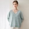Kang Sai Ni Women's 100% Cashmere Long Brushed Sweater, Old Money Style Knitwear