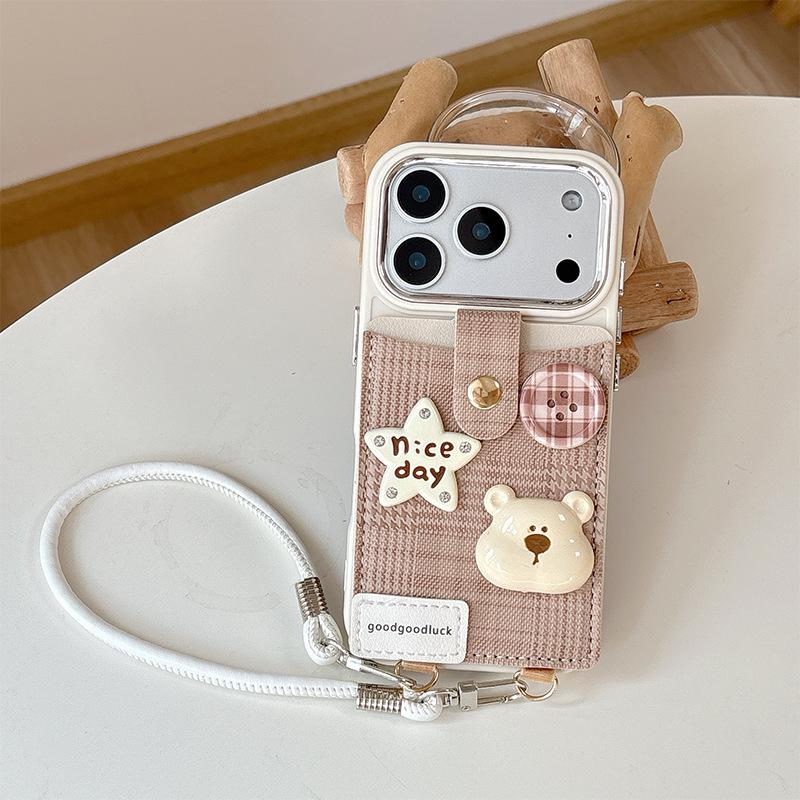 Applicable To Iphone17Air Change Bag, Card Bag, Mobile Phone Case, Portable Rope, Apple 16 Buttons 15Pro Bear Stars.