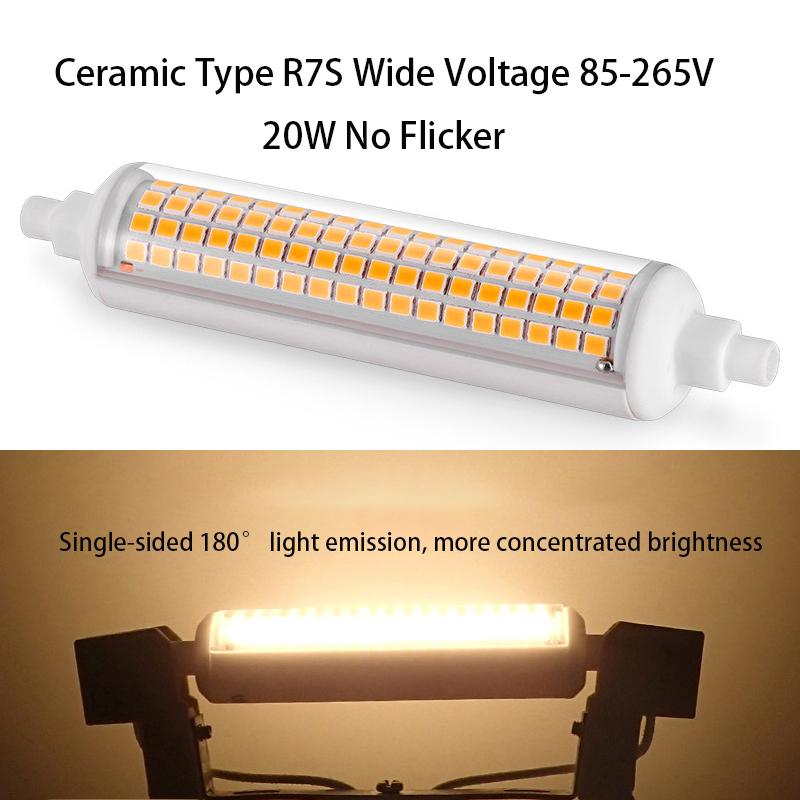 2Pcs Ultra Bright 20W R7s 118mm J118 LED Flood Light Bulbs Ceramic 110V 220V 85-265V Cold Warm White Replace 200W Halogen Lamps