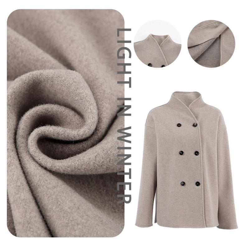 Women S Vintage Brown Wool Blend Coat V Neck Commute Warm Outerwear