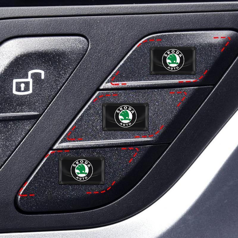 2/5/10 Stück Kohlefaser Lenkrad Auto Logo Emblem 3D Aufkleber Für Skoda Octavia Superb Rapid Kodiaq Karoq Fabia Kamiq Roomster Citigo