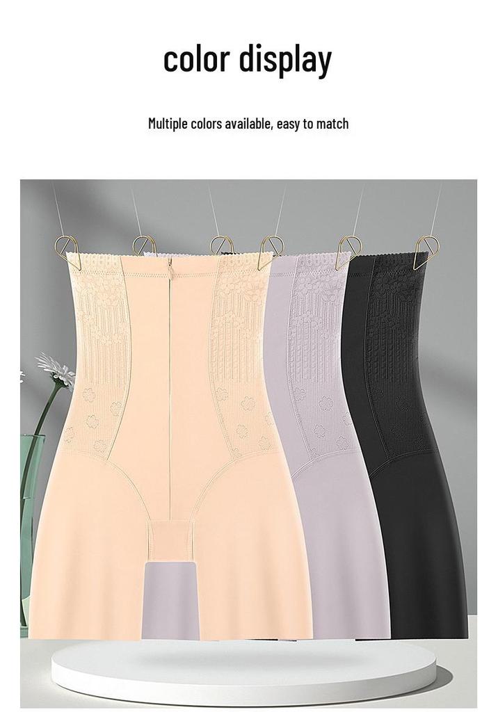 High Waist Jacquard Zipper Hip Lifting Tummy Control Plus Size Seamless Boyleg Shaper Panties for Women