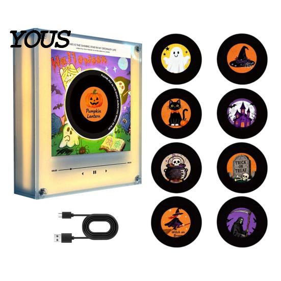 Scatola Musicale Magnetica Personalizzata Giradischi in Vinile Magnete per Frigorifero, con 9 Dischi Programmabili, Memoria da 128MB, Senza Musica, Set Magneti Luce Notturna LED, NFC per