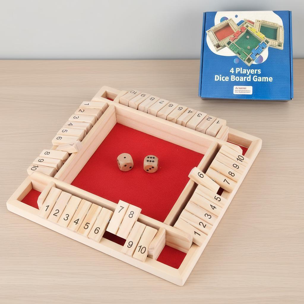 Wooden Shut The Box Game 2-4 Player Shut The Box-Dice Board Game Educational Math Puzzle Board Game for Families and Parties