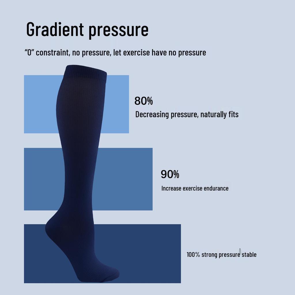 Unisex Outdoor Lauf- und Radsport Kompressionssocken - Lang, einfarbig, elastische Wadenstütze.