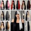 Natürliche Lange Yaki Gerade Perücke 28 Zoll Cosplay Halloween Perücke Gerade Pony Haarteil für Damen