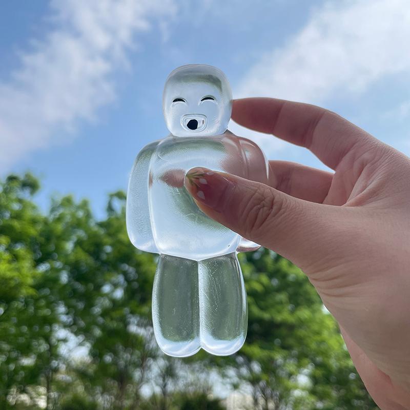 Cute Squishy Transparent Jelly Robot Squeeze Toy Super Soft Slow Rebound Water Sense Cartoon Toy Kawaii Stress-Relieving Gift