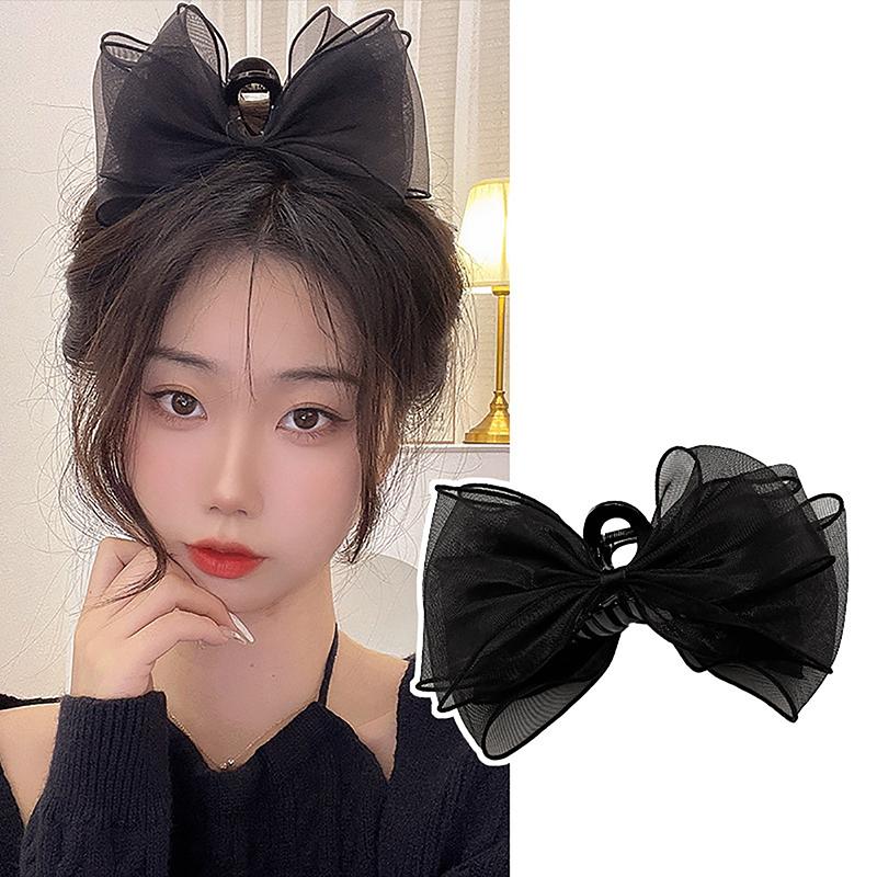 Black Mesh Lace Bow Grab Clip On The Back Of The Head, Hairpin Clip On The Head, Headdress, Shark Clip
