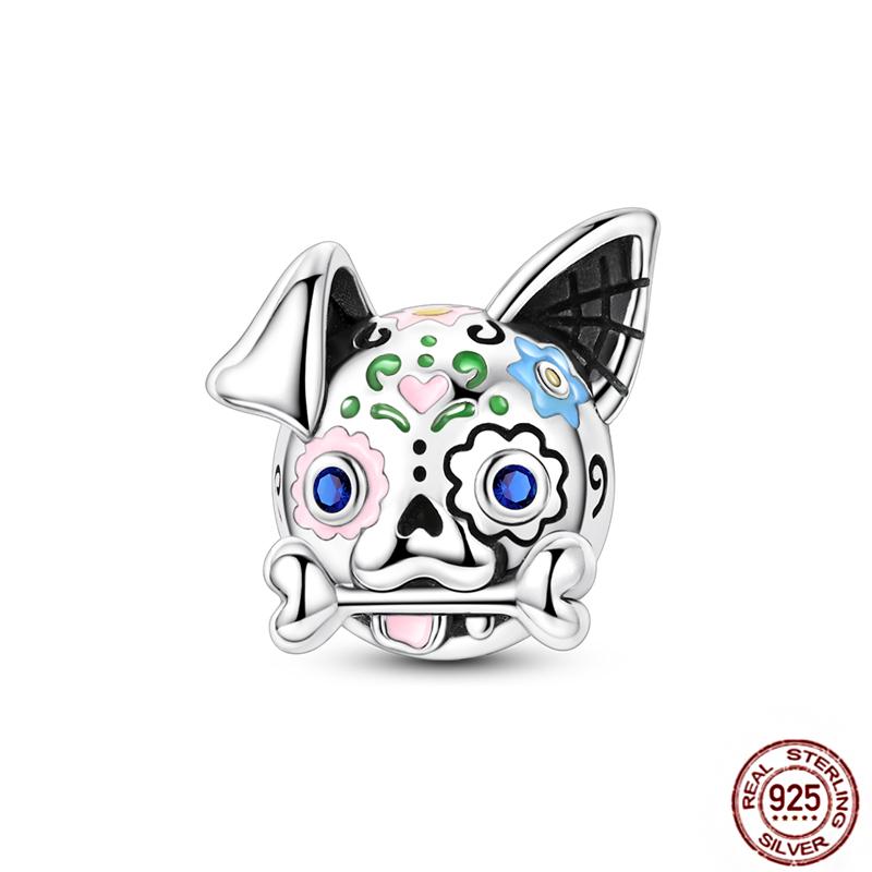 Copper Loveheart Charms Beads Cute Cat Panda Poker Phone Charm Pendant Fit Original Bracelet Diy Jewelry Women Gift