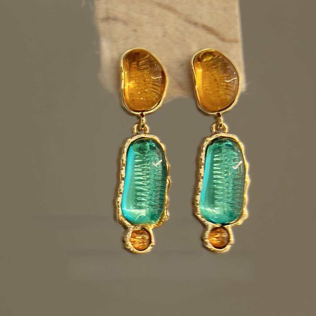 Red Butterfly Glass Long Pendant Earrings for Womne Wedding Party Jewelry