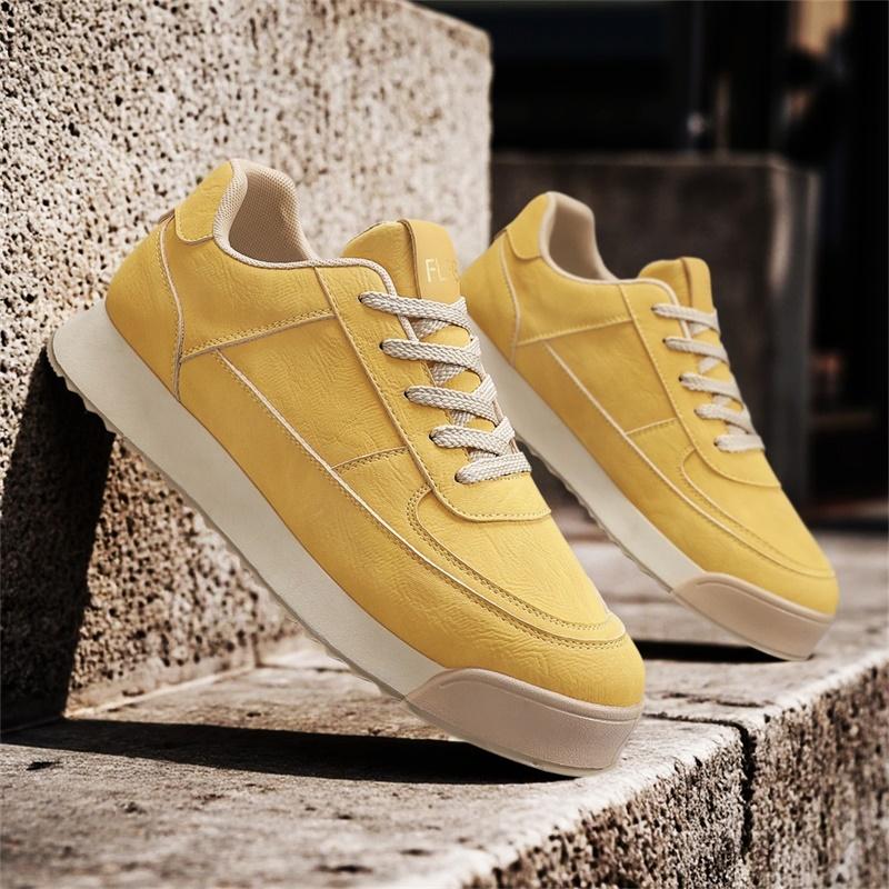 Retro Fashion Men Lace-up Casual Sneakers  Brown Men's Low Sneakers Breathable Flat Shoes Trainers  Big Size 45