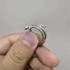 Gothic Exquisite Carving Ancient Silver Stainless Steel Snake Crown Cat Adjustable Opening Rings for Women Men Halloween Jewelry