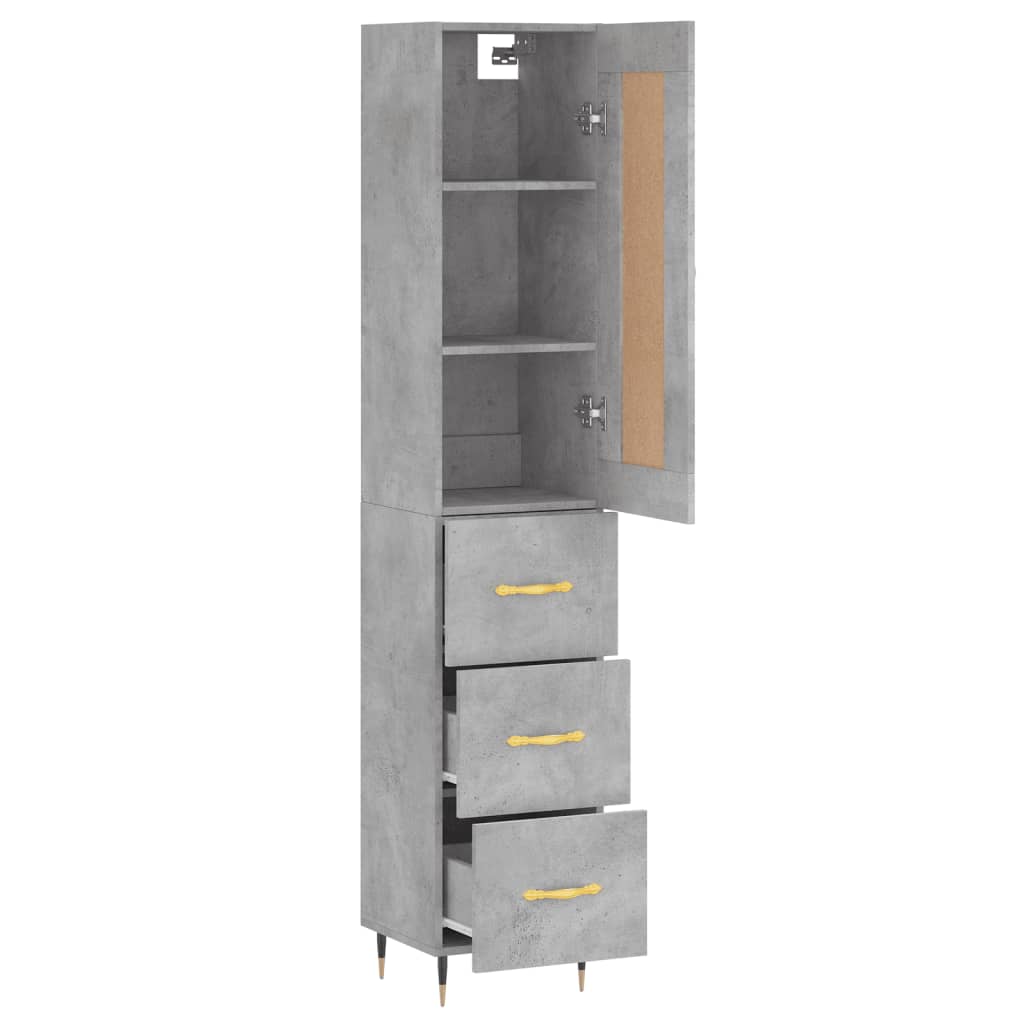 Highboard Concrete Grey 34.5 x 34 x 180 cm Engineered Wood