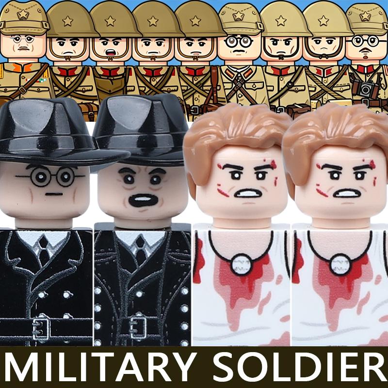 WW2 Military Soldier Figures Building Blocks Army Japanese Warrior Medical Nurse Officer Infantry Helmets UV Printed Bricks Toys