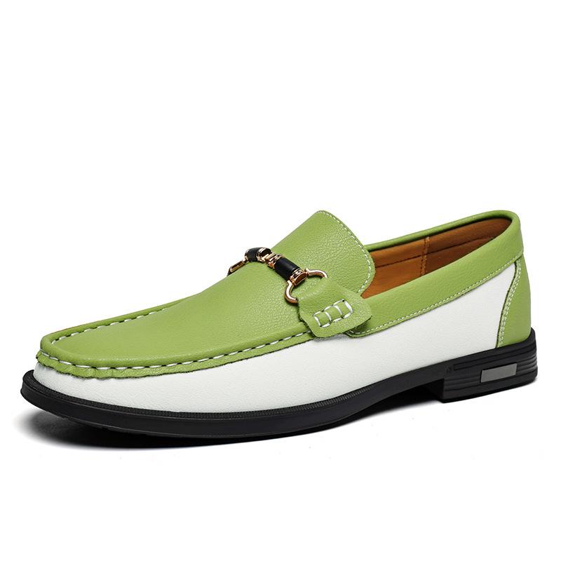 25366 Men's Spring/Summer Low-Top Leather Loafers - Breathable Perforated Design